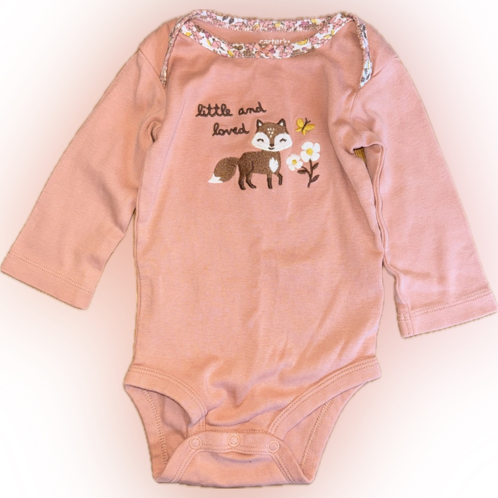 Carter's Pink Long Sleeve Bodysuit with Fox Design